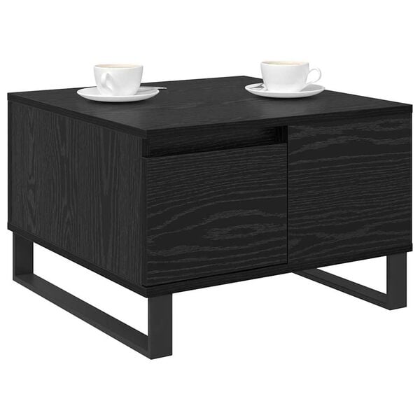 vidaXL Kaffebord med skuff Svart Eik 55 x 55 x 36,5 cm Konstruert tre