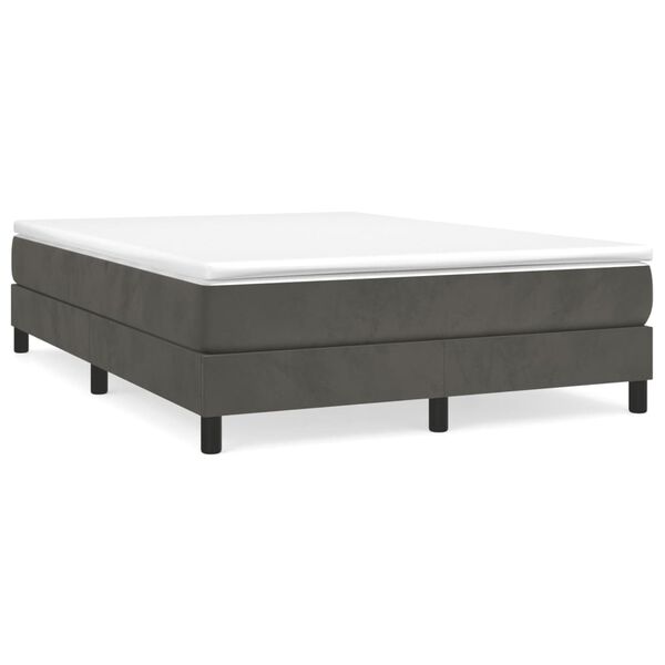 vidaXL Boxspring-sengeramme m&oslash;rkegr&aring; 135x190 cm Double fl&oslash;yel