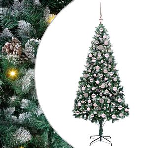vidaXL Kunstig juletre med 300 LED gr&oslash;nn 210 cm PVC og St&aring;l og Plast