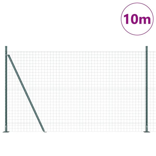 vidaXL Gjerde med stolpe gr&oslash;nn 1,4 x 10 m St&aring;l og PVC
