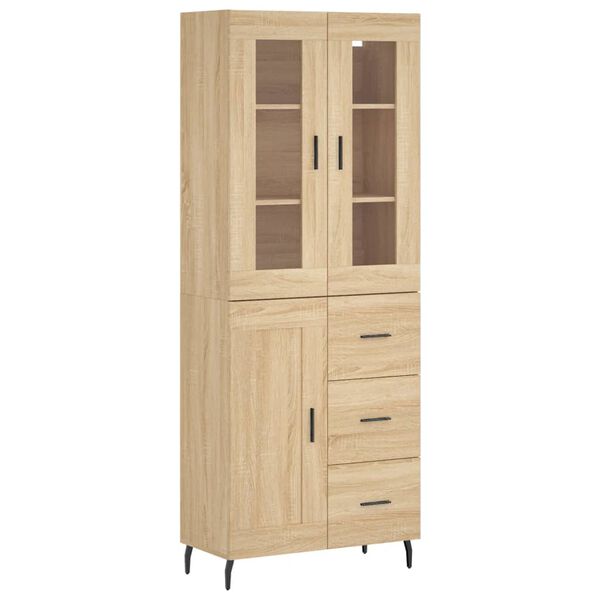 vidaXL Highboard sonoma eik 69,5x34x180 cm konstruert tre