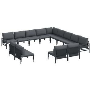 vidaXL Hagesofa Set med pute 13 pcs Svart St&aring;l