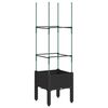 vidaXL Plantekasse med espalier svart 40x40x142,5 cm PP