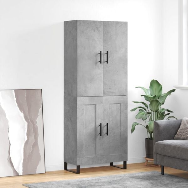 vidaXL Highboard betonggr&aring; 69,5x34x180 cm konstruert tre