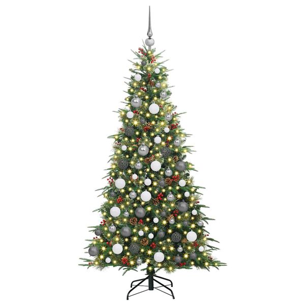 vidaXL Kunstig sammensatt juletre med 300 LED gr&oslash;nn 180 cm PE og PVC