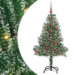vidaXL Kunstig Julesekk Sn&oslash; Flocket med LED Lys Gr&oslash;nn og hvit 120 cm