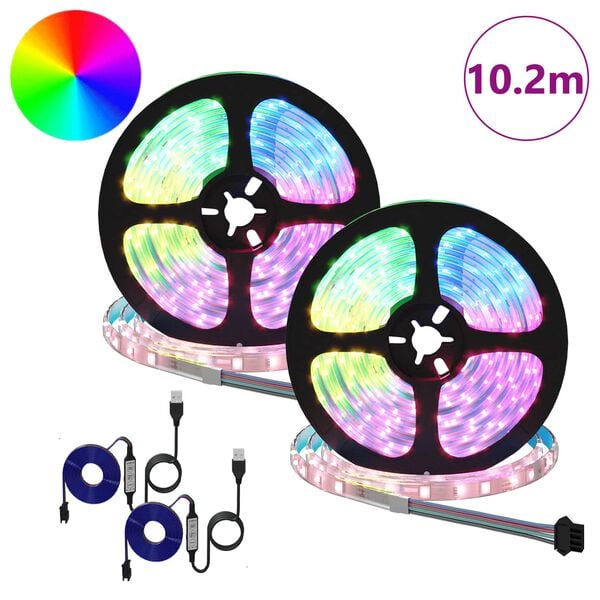 vidaXL LED Stripe 4 pcs Svart og gjennomsiktig 510 x 0,8 x 0,3 cm