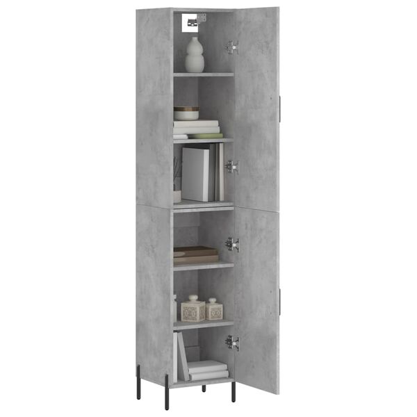 vidaXL Highboard betonggr&aring; 34,5x34x180 cm konstruert tre