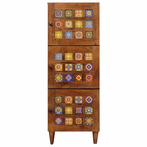 vidaXL H&oslash;yskap med lagring Valn&oslash;tt 40 x 33 x 110 cm Massiv mango tre