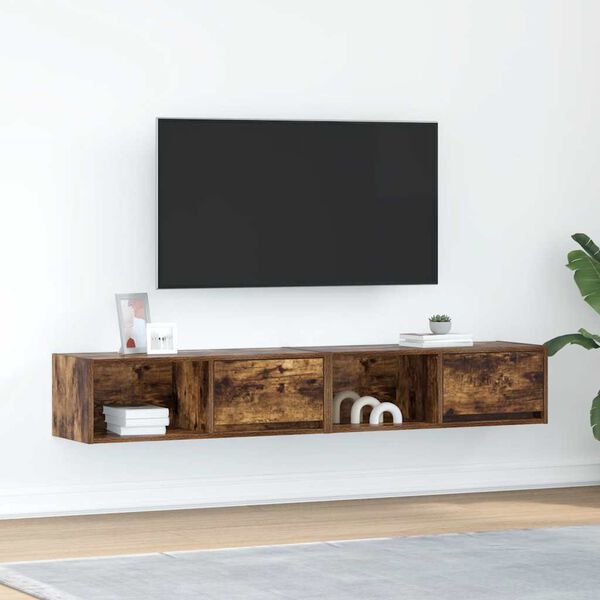 vidaXL TV-benker 2 stk r&oslash;kt eik 80x31x25,5 cm konstruert tre