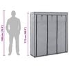 vidaXL Garderobe med skap og stenger gr&aring; 150x45x175 cm stoff