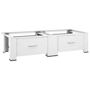 vidaXL Dobbel sokkel til vaskemaskin og t&oslash;rketrommel med skuffer hvit