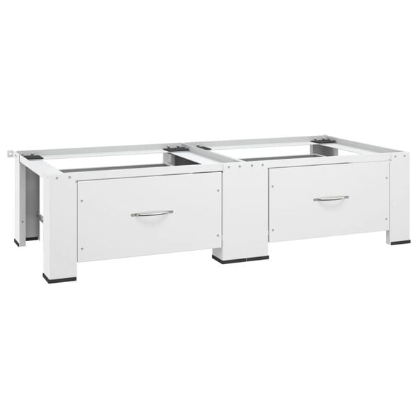 vidaXL Dobbel sokkel til vaskemaskin og t&oslash;rketrommel med skuffer hvit