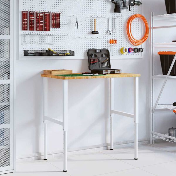 vidaXL Arbeidsbenk lysebrun 100x60x(71,5-98) cm heltre eik rektangul&aelig;r