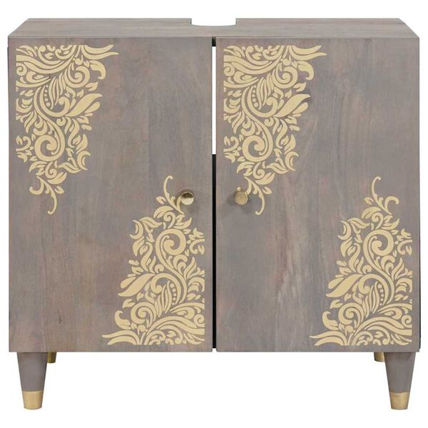 vidaXL Vaskeskap med lagring Grå 62 x 33 x 58 cm Massiv mango tre