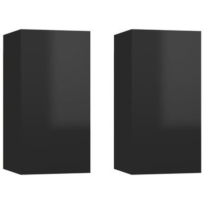 vidaXL TV-benker 2 stk høyglans svart 30,5x30x60 cm sponplate