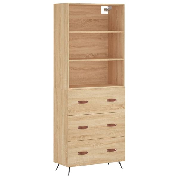 vidaXL Highboard sonoma eik 69,5x34x180 cm konstruert tre