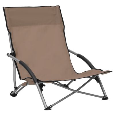 vidaXL Sammenleggbare strandstoler 2 stk gråbrun stoff
