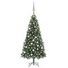 vidaXL Forh&aring;ndsbelyst kunstig juletre med kulesett og kongler 180 cm