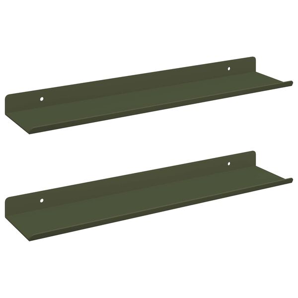 vidaXL Flytende hylle 2 pcs Olivengr&oslash;nn 40 x 8,5 x 2,5 cm St&aring;l