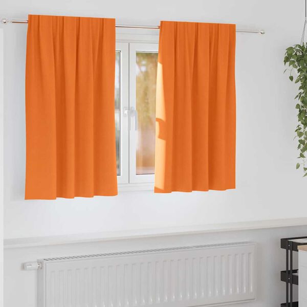 vidaXL M&oslash;rkleggende Gardiner med Ringer 2 pcs Lys Oransje 140 x 140 cm