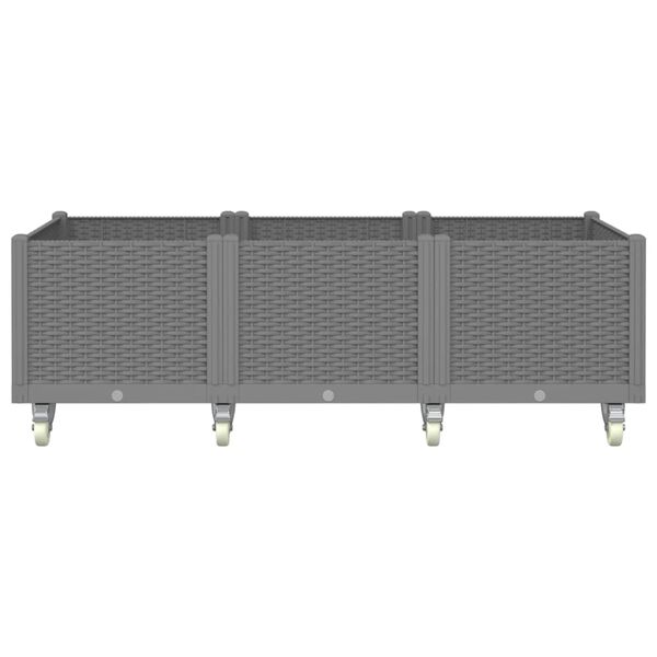 vidaXL Plantekasse med hjul lysegrå 150x80x54 cm PP