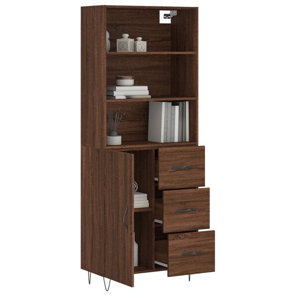 vidaXL Highboard brun eik 69,5x34x180 cm konstruert tre