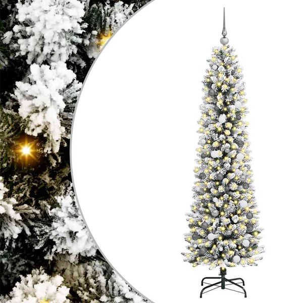 vidaXL Kunstig juletre med 300 LED Hvit 210 cm PVC og Metall og Plast