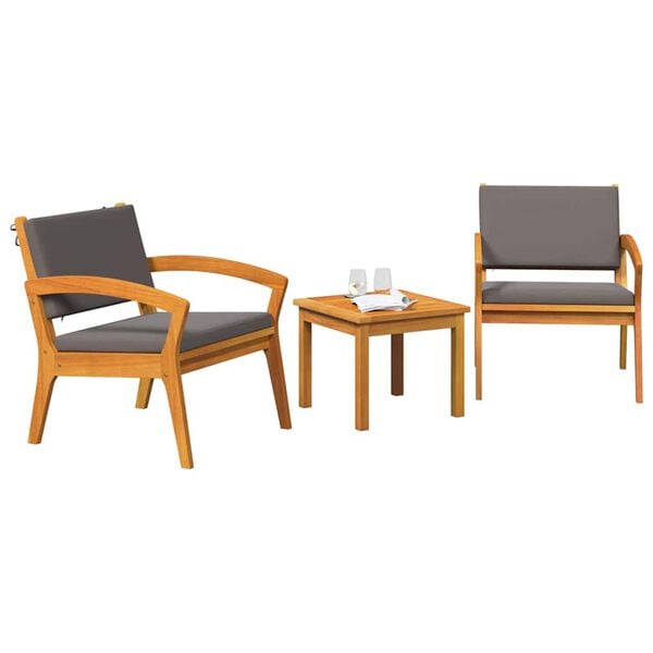 vidaXL Bistrosett med pute 3 pcs Brun 59,5 x 70,5 x 72,5 cm Polyester