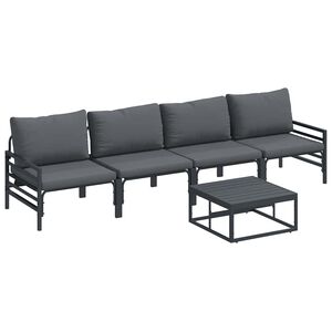 vidaXL Hagesofa Set med pute 5 pcs Svart St&aring;l
