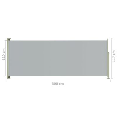 vidaXL Uttrekkbar sidemarkise 117x300 cm grå