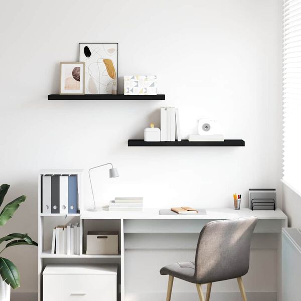 vidaXL Flytende vegghyller 2 stk svart 90x23,5x3,8 cm MDF