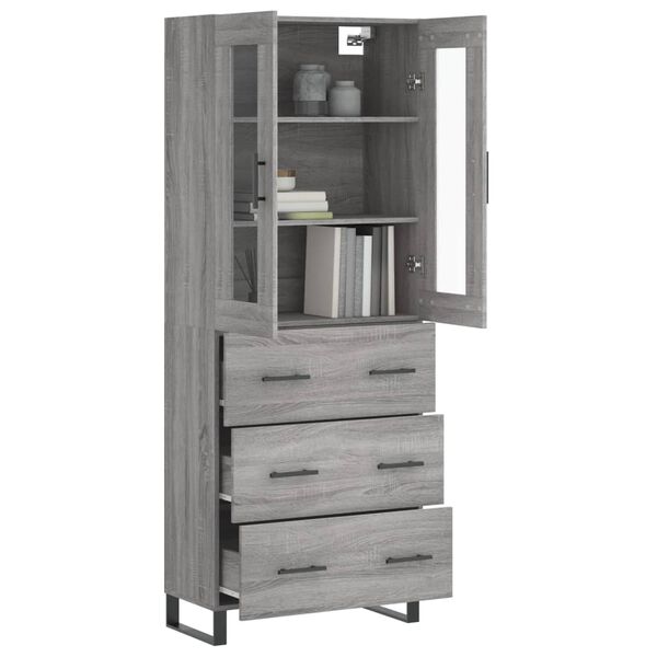 vidaXL Highboard gr&aring; sonoma 69,5x34x180 cm konstruert tre