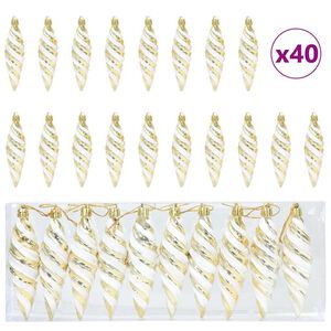 vidaXL Jule Spiralformet Kule 40 stk. Gull 3 x 11 cm Plast
