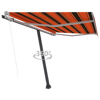 vidaXL Frittstående automatisk markise 300x250 cm oransje og brun