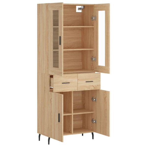 vidaXL Highboard sonoma eik 69,5x34x180 cm konstruert tre