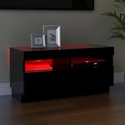 vidaXL TV-benk med LED-lys svart 80x35x40 cm