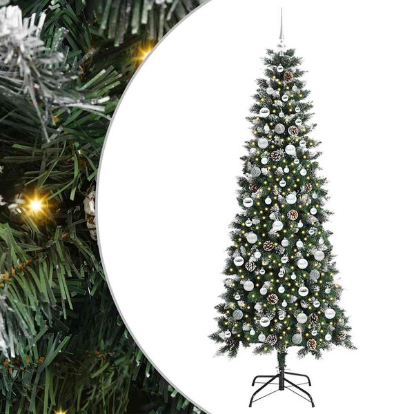 vidaXL Kunstig juletre med 300 LED gr&oslash;nn 210 cm PVC og plast og st&aring;l