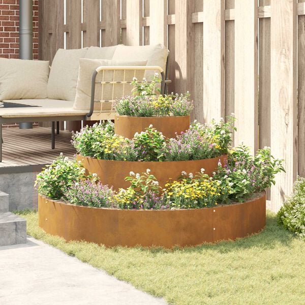 vidaXL Hageblomsterpotte Brun 120 x 120 x 20 cm V&aelig;rbestandig st&aring;l