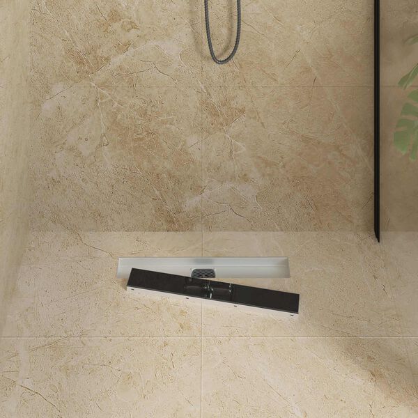 vidaXL Dusjavl&oslash;p Glasslokk med 360&deg; Siphon Svart 50 cm