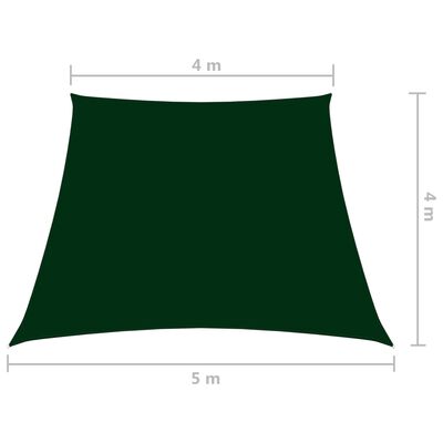 vidaXL Solseil oxfordstoff trapesformet 4/5x4 m mørkegrønn