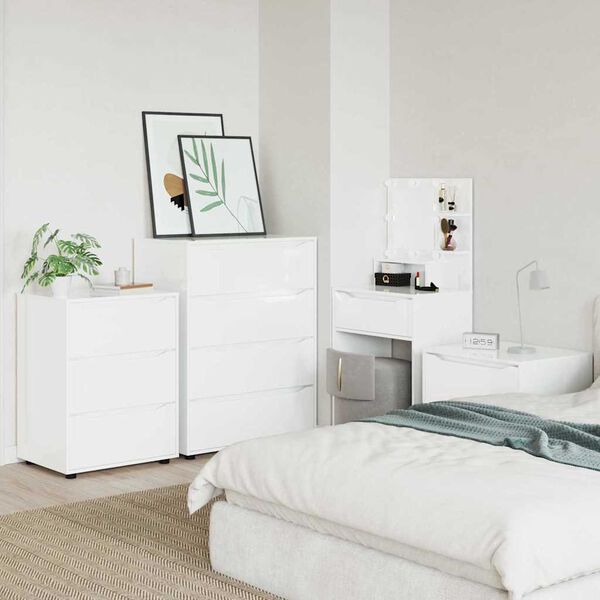 vidaXL Oppbevaringsskap H&oslash;yglanset hvit 60 x 48 x 81 cm Konstruert tre