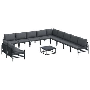 vidaXL Hagesofa Set 12 stk. Svart St&aring;l