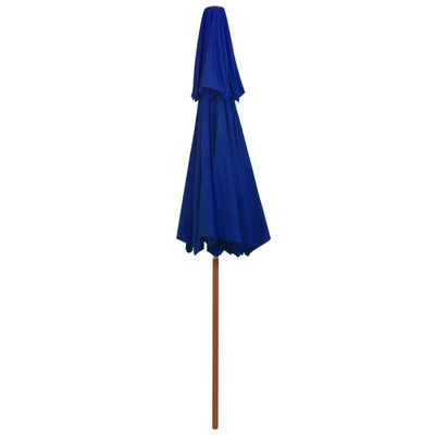 vidaXL Dobbel parasoll med trestang 270 cm blå