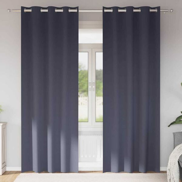 vidaXL M&oslash;rkleggende Gardiner med Ringer 2 pcs Antrasitt 260 x 140 cm