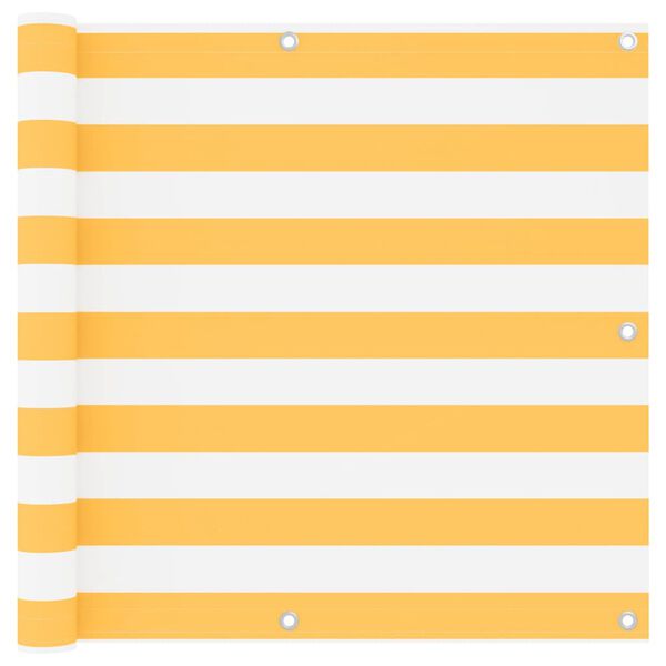 vidaXL Balkongskjerm hvit og gul 90x400 cm oxfordstoff