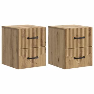 vidaXL Vegghengt Nattbord 2 pcs Artisan eik 34,5 x 33 x 40 cm