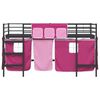 vidaXL Kiddos Loft Senge Ramme med Gardiner Svart og Rosa 100 x 200 cm