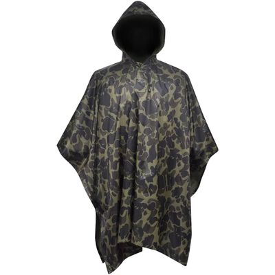 130867 Waterproof Army Rain Poncho for Camping/Hiking Camouflage