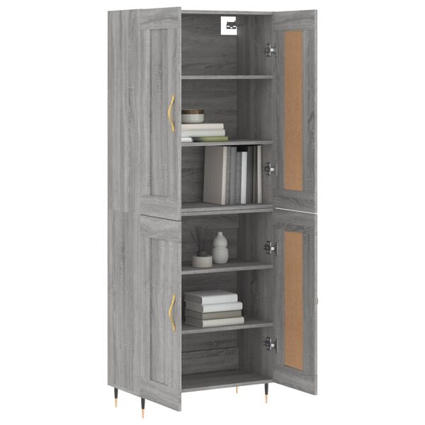 vidaXL Highboard gr&aring; sonoma 69,5x34x180 cm konstruert tre